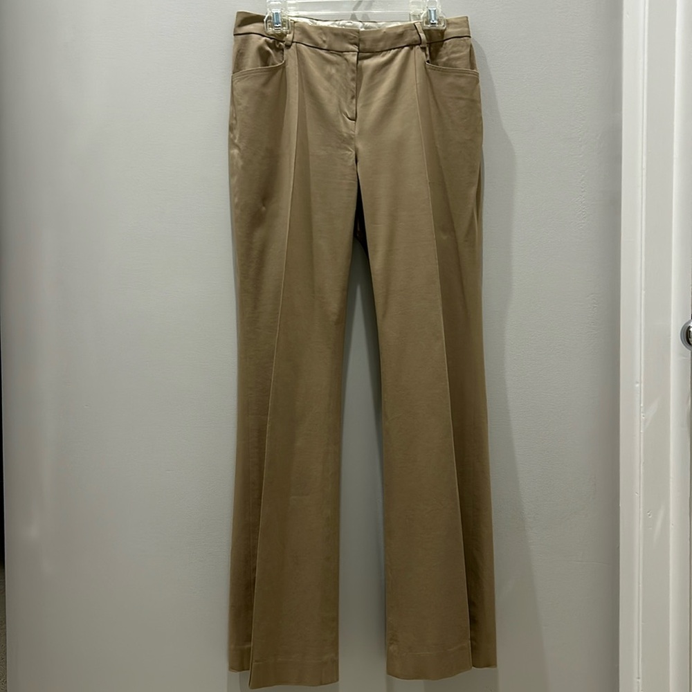 Vintage Women’s Low Rise Khaki Color Flare Leg Cotton Dress Pants. Size 10
